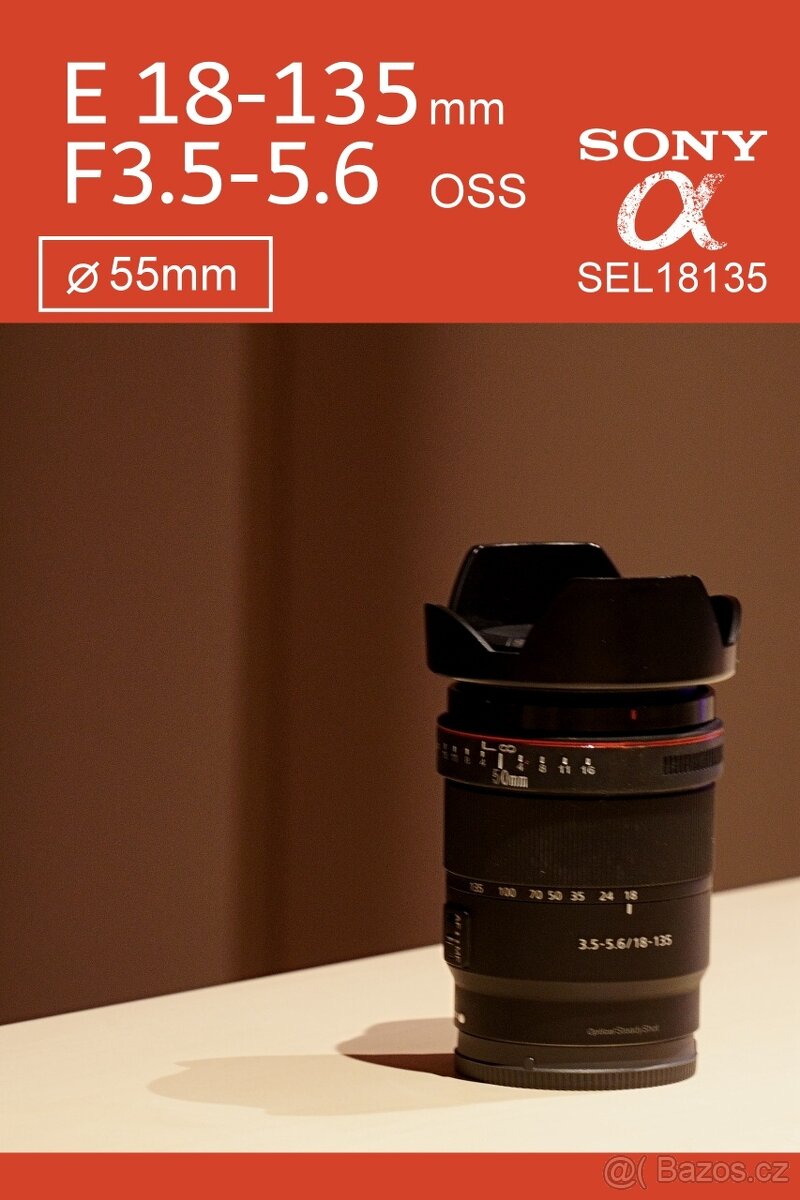 SONY 3.5-5.6/18-135 (SEL18135) + 3x filtr + hliníková clona