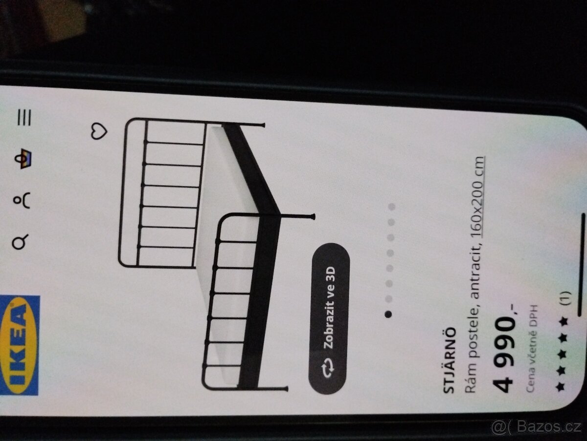 Kovová dvojpostel 160x200 černá IKEA