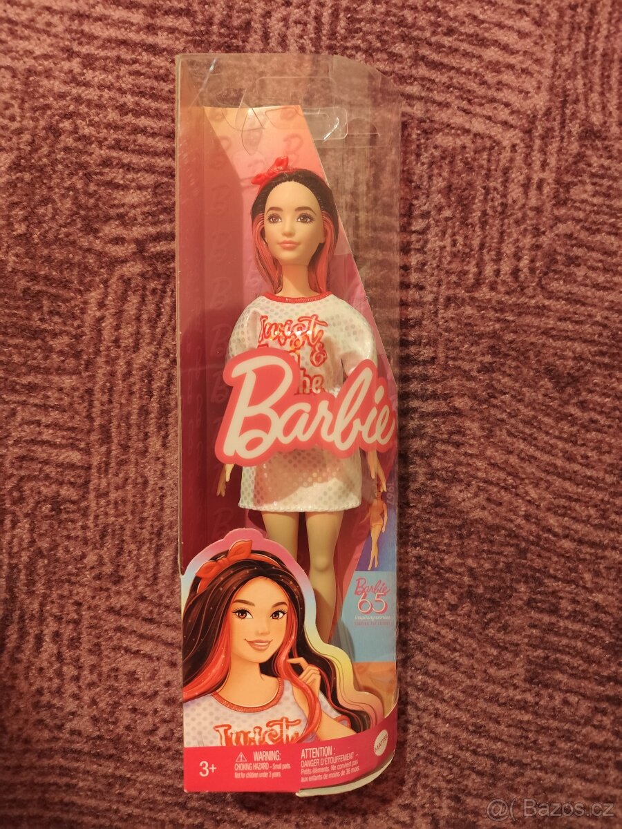 Barbie® Mattel Panenka modelka v bílo červených šatech