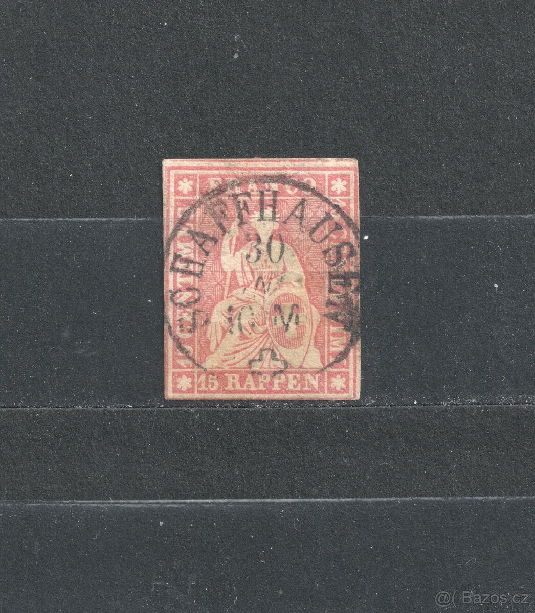 Švýcarsko 1854 Mi 15 Sedící Helvetia.