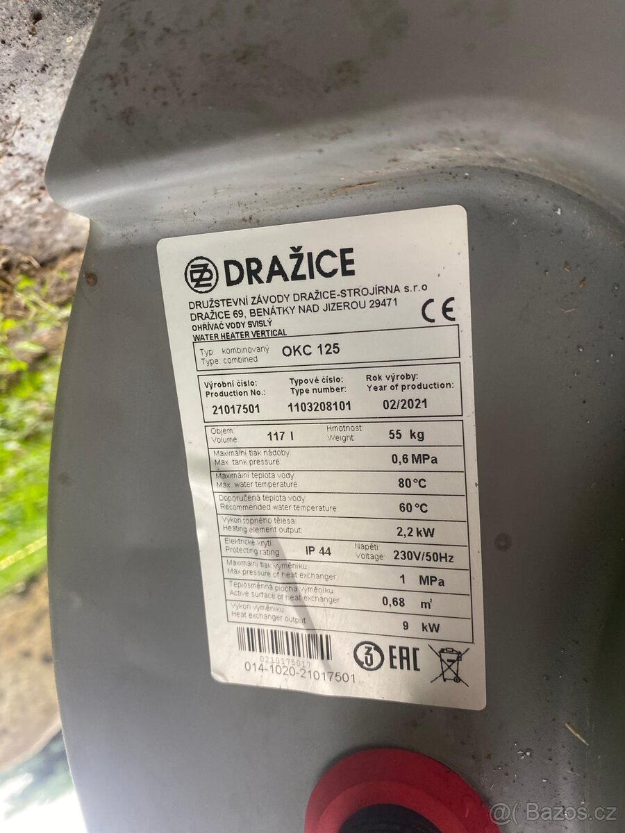 Elektrický bojler DRAŽICE OKC 125-125 l, 2,2 kW