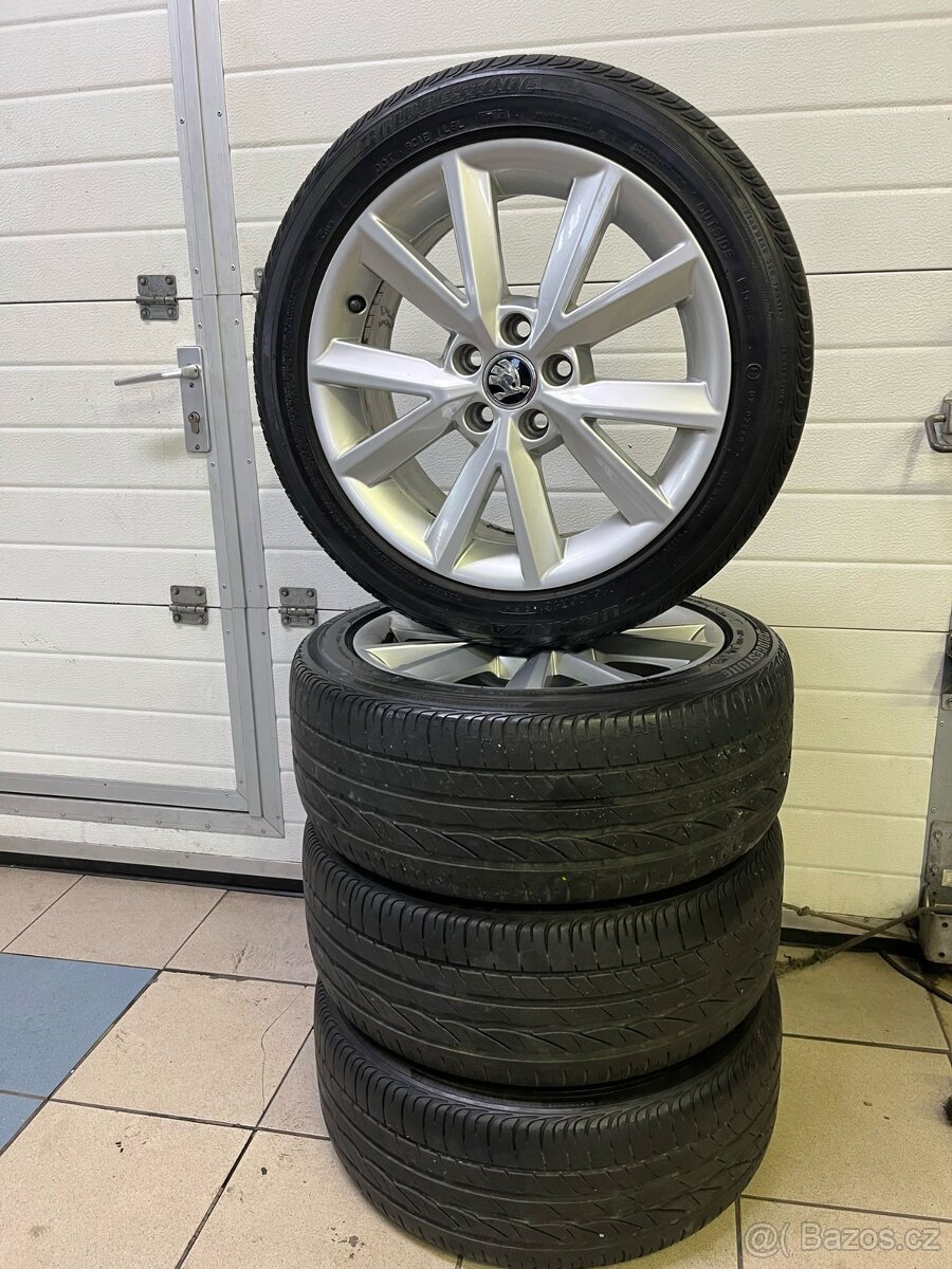 alu kola škoda 5x112 r16 + letní pneu Bridgestone