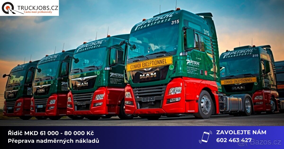 Řidič C+E na MKD. 61 000 - 80 000 Kč