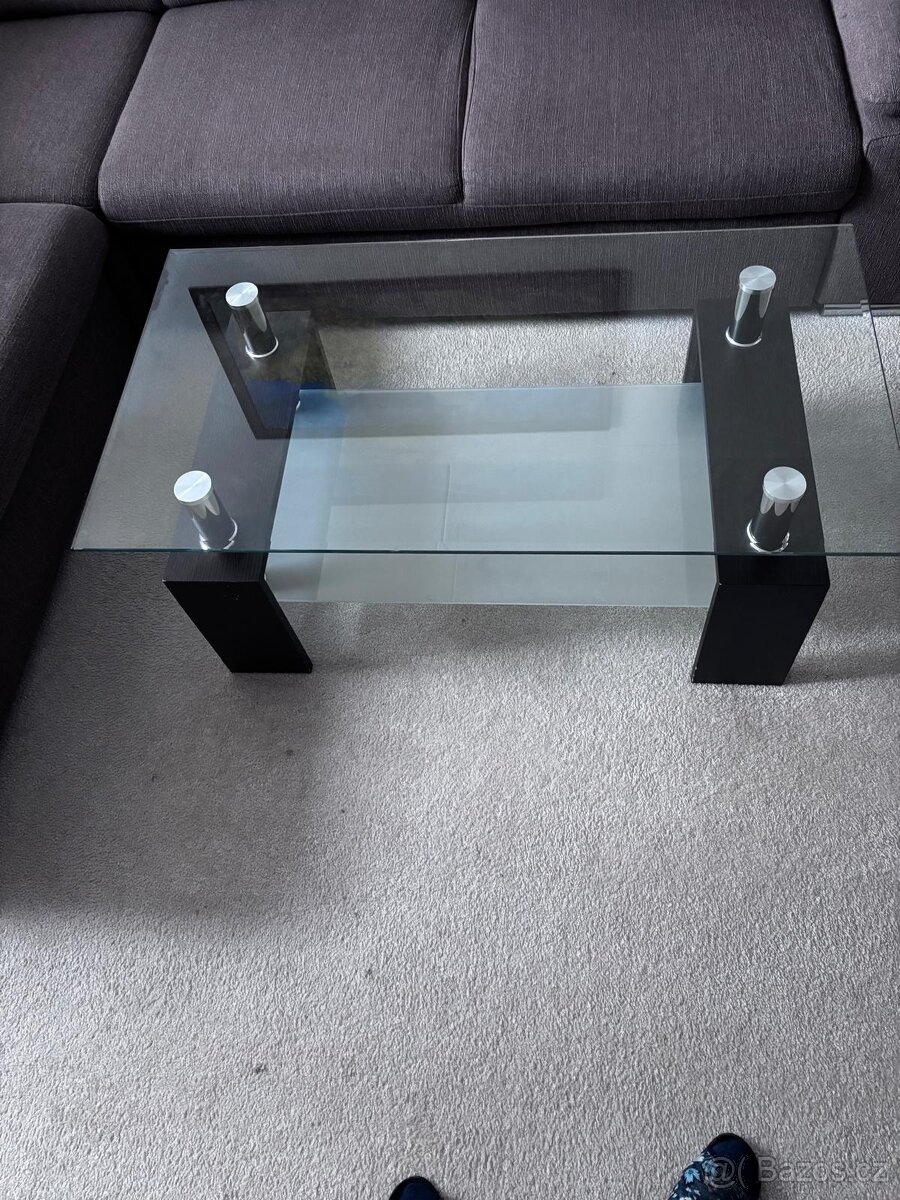 Konferenční stolek Bolero, černý/sklo