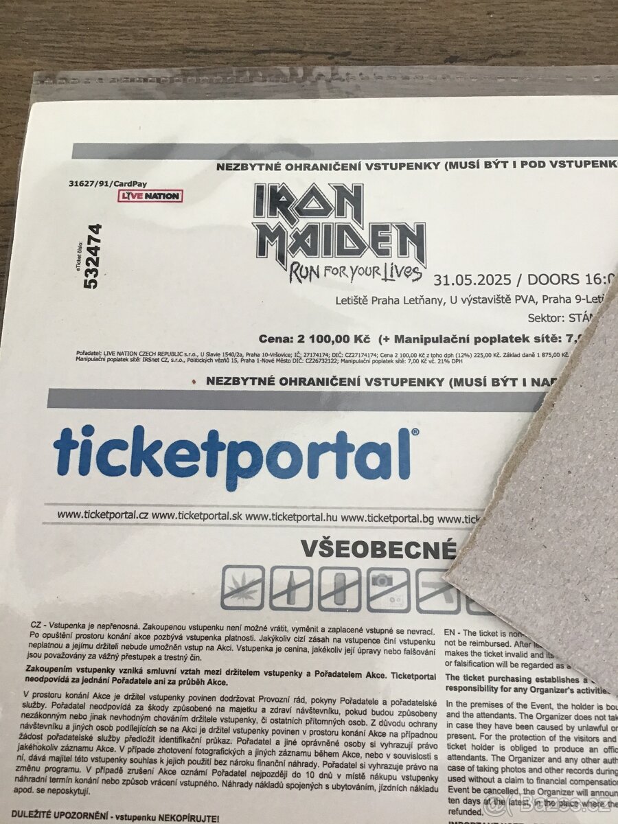 Iron Maiden Vstupenky Praha