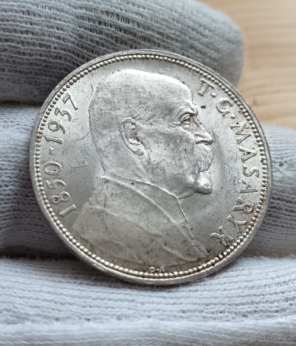 STŘÍBRNÁ mince 20kčs T. G MASARYK 1937