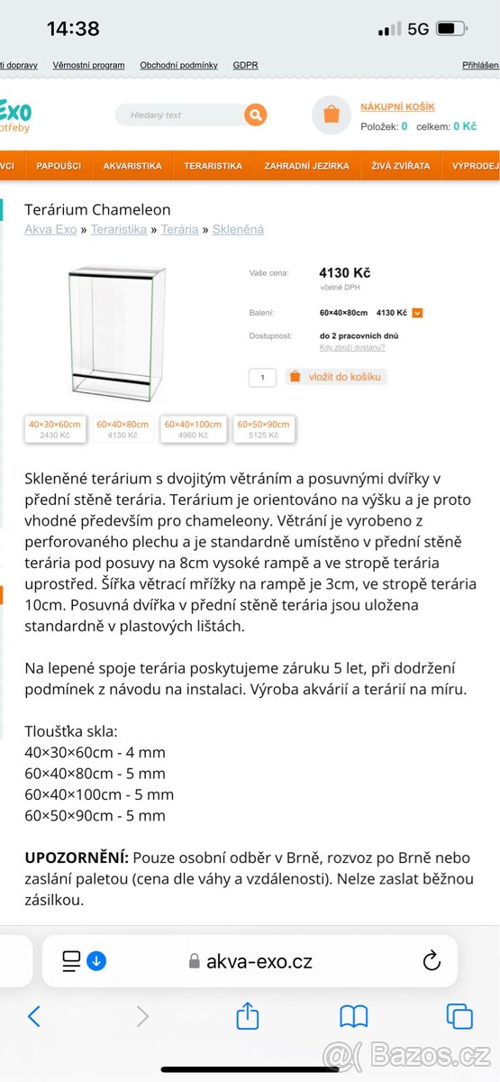 Terárium - nikdy nepoužívané 80x40x40
