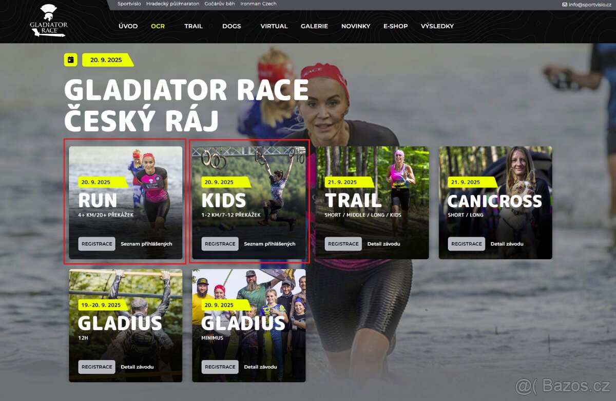 Startovné Gladiator Race Český ráj 1x RUN, 2x KIDS