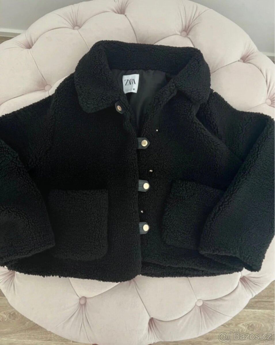 oversize bunda zara jacket přechodná beranek faux shearling