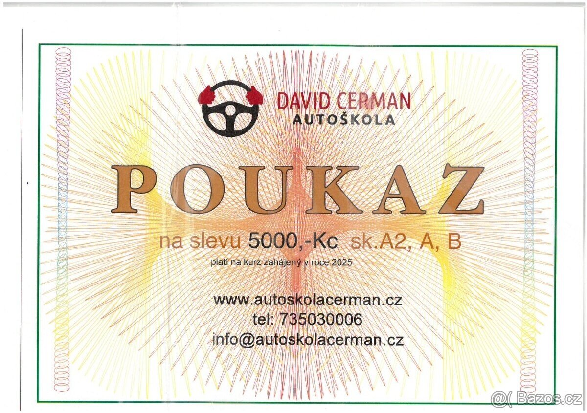 Slevový poukaz na autoškolu v Moravské Třebové