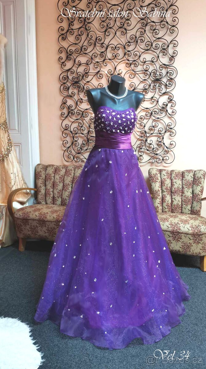 vel.34 TŘPYTIVÉ PLESOVÉ -MATURITNÍ ŠATY