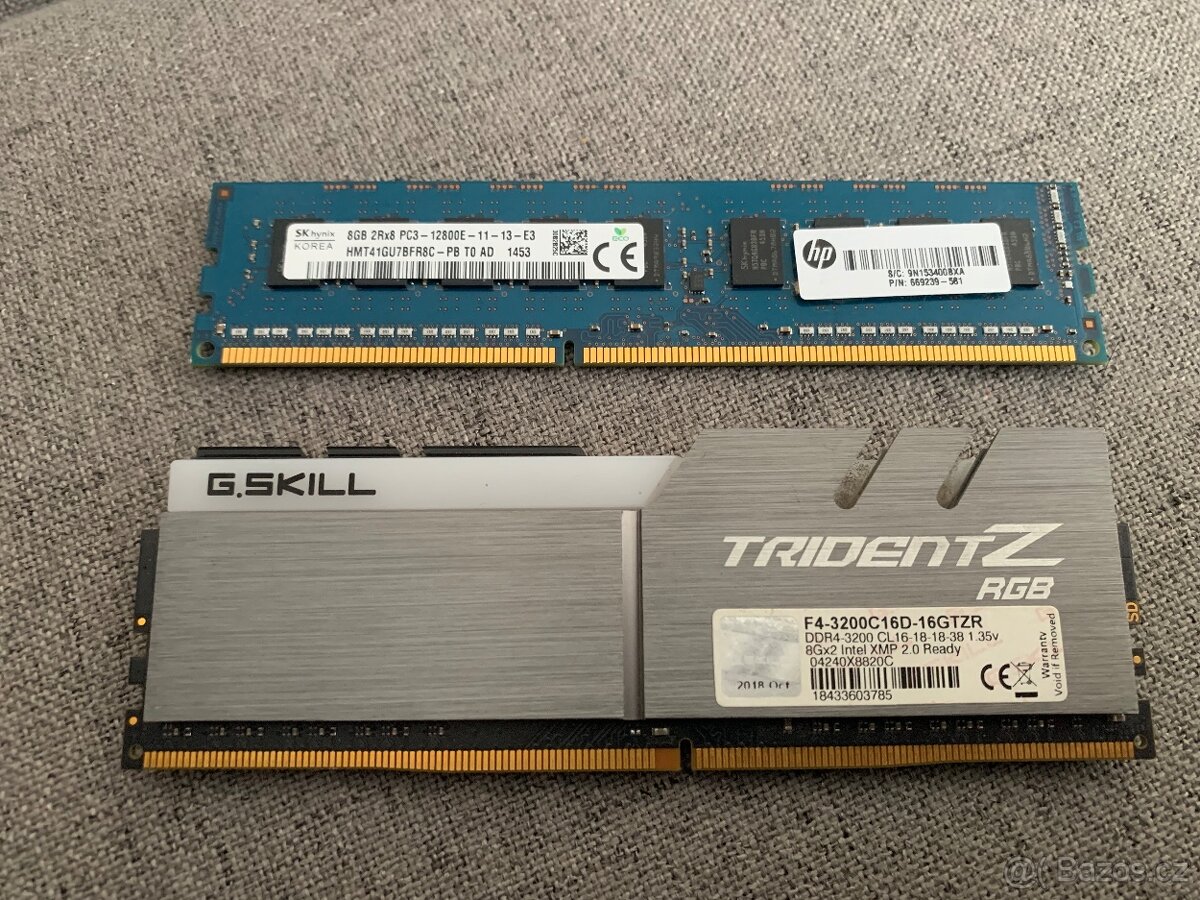 RAM operační paměť - DDR3, DDR4, 8GB