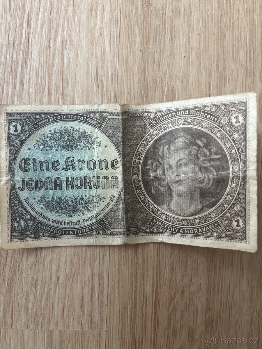 1 koruna 1940 serie C063 neperforovana stav 2 originál