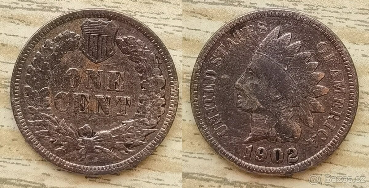 Mince USA, Spojené státy, 1 cent 1902 / Indian cent