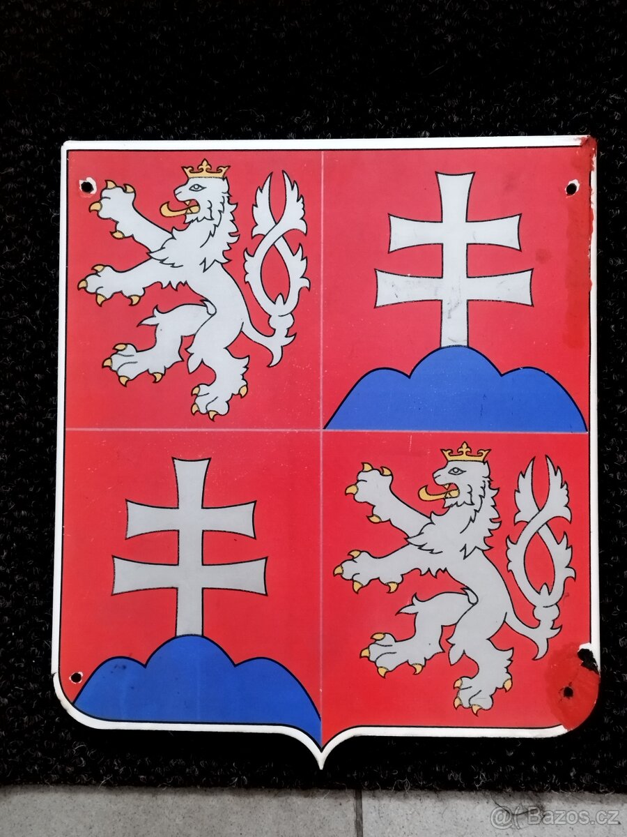 Originální smaltovaná cedule státní znak ČSFR