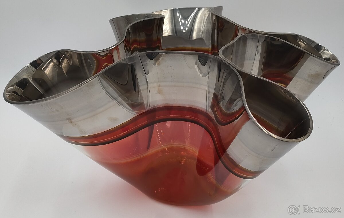 Krásná vypalovaná váza na plastickém skle Antonie Jankovcová