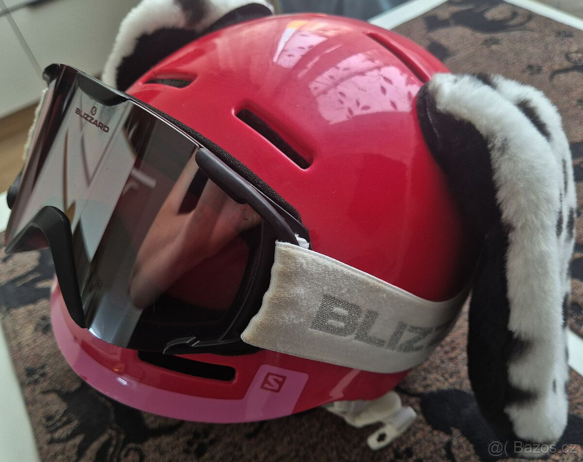 HELMA NA LYŽE VEL S (SALOMON) + BRÝLE (BLIZZARD) + UŠI