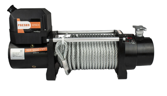 Elektrický naviják 12V se syntetickým/ocelovým lanem