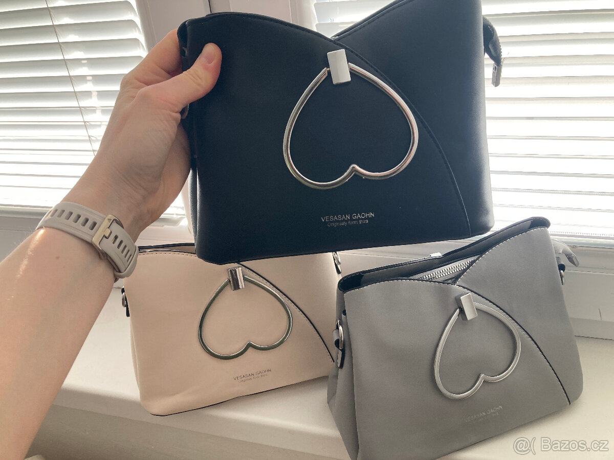 nová crossbody kabelka ČERNÁ/ŠEDÁ/ KRÉMOVÁ
