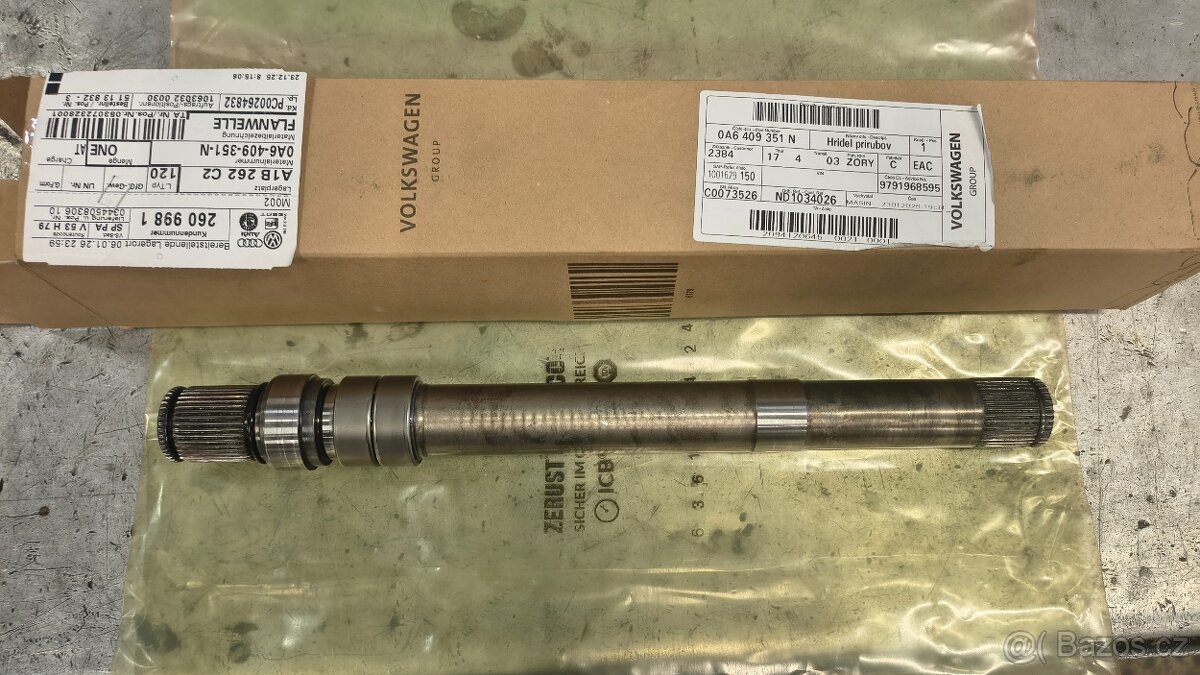 Hřídel úhlové převodovky