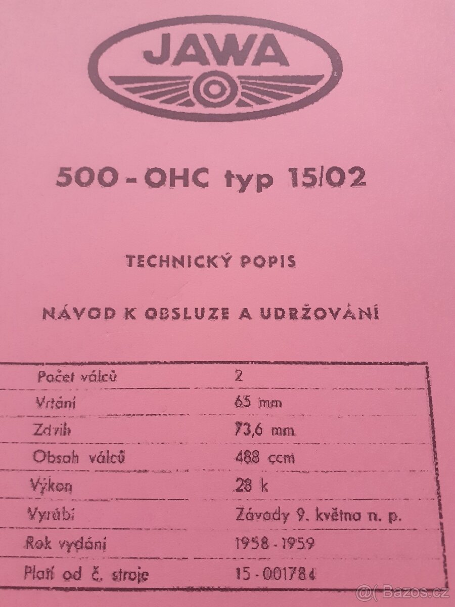 JAWA 500 OHC 02 Návod k obsuze