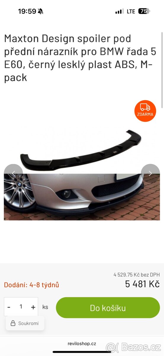 BMW e60 / e61 Maxton design spoiler pod přední nárazník