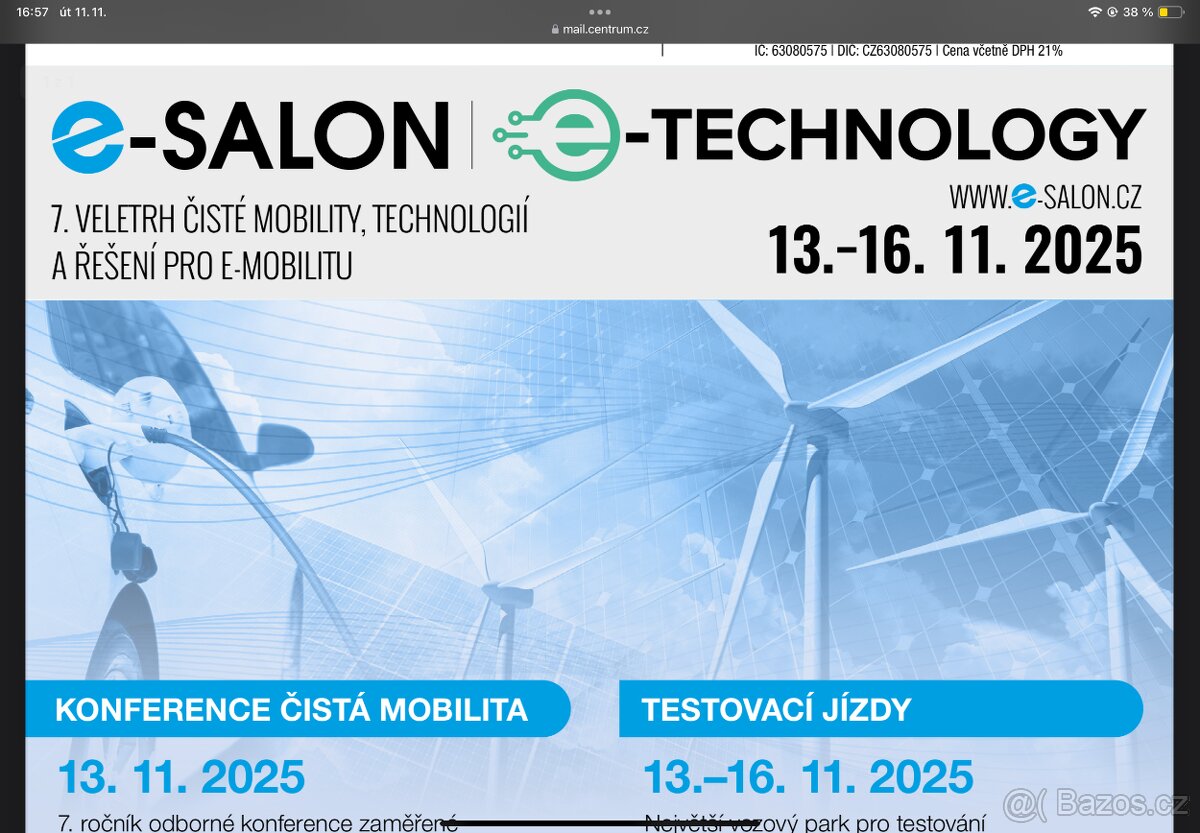 Prodám dvě vstupenky na 7. VELETRH ČISTÉ MOBILITY e-SALON