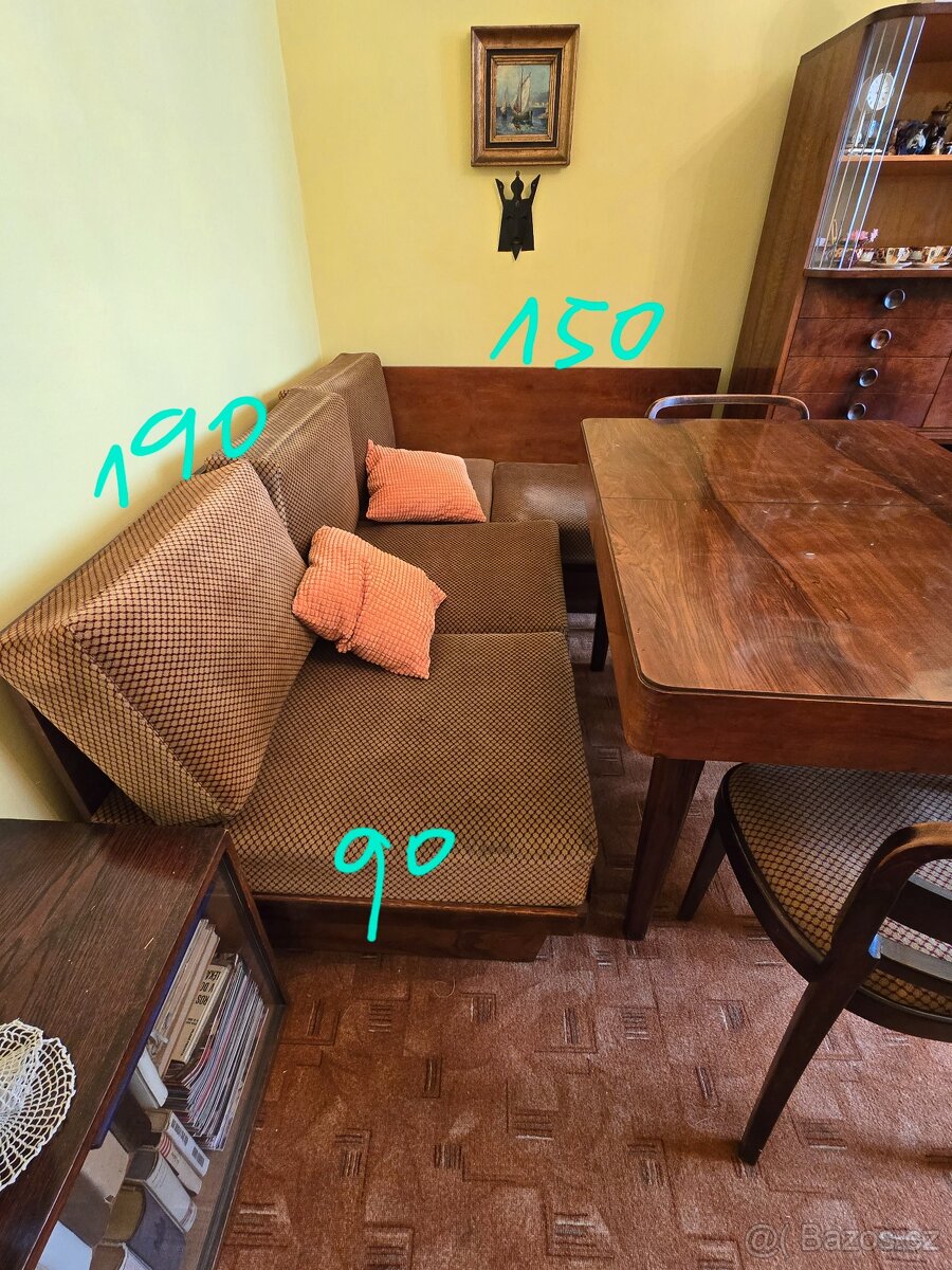 Rozkládací rohový gauč 40. léta