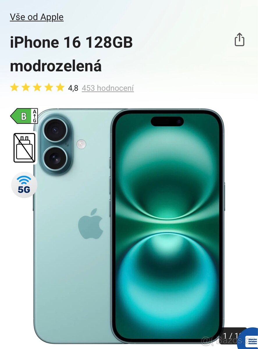 iPhone 16 128GB modrozelená