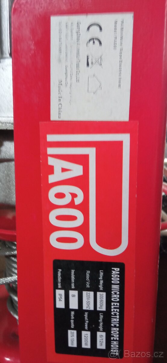 elektricky lanový naviják 600kg