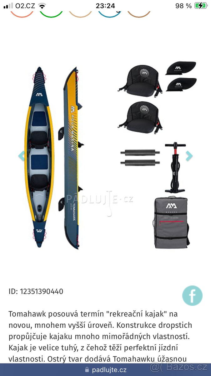 Kajak tomahawk Aquamarina 2 místný