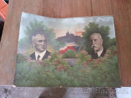 Obraz Masaryk Beneš Vyšehrad dobový Republikový