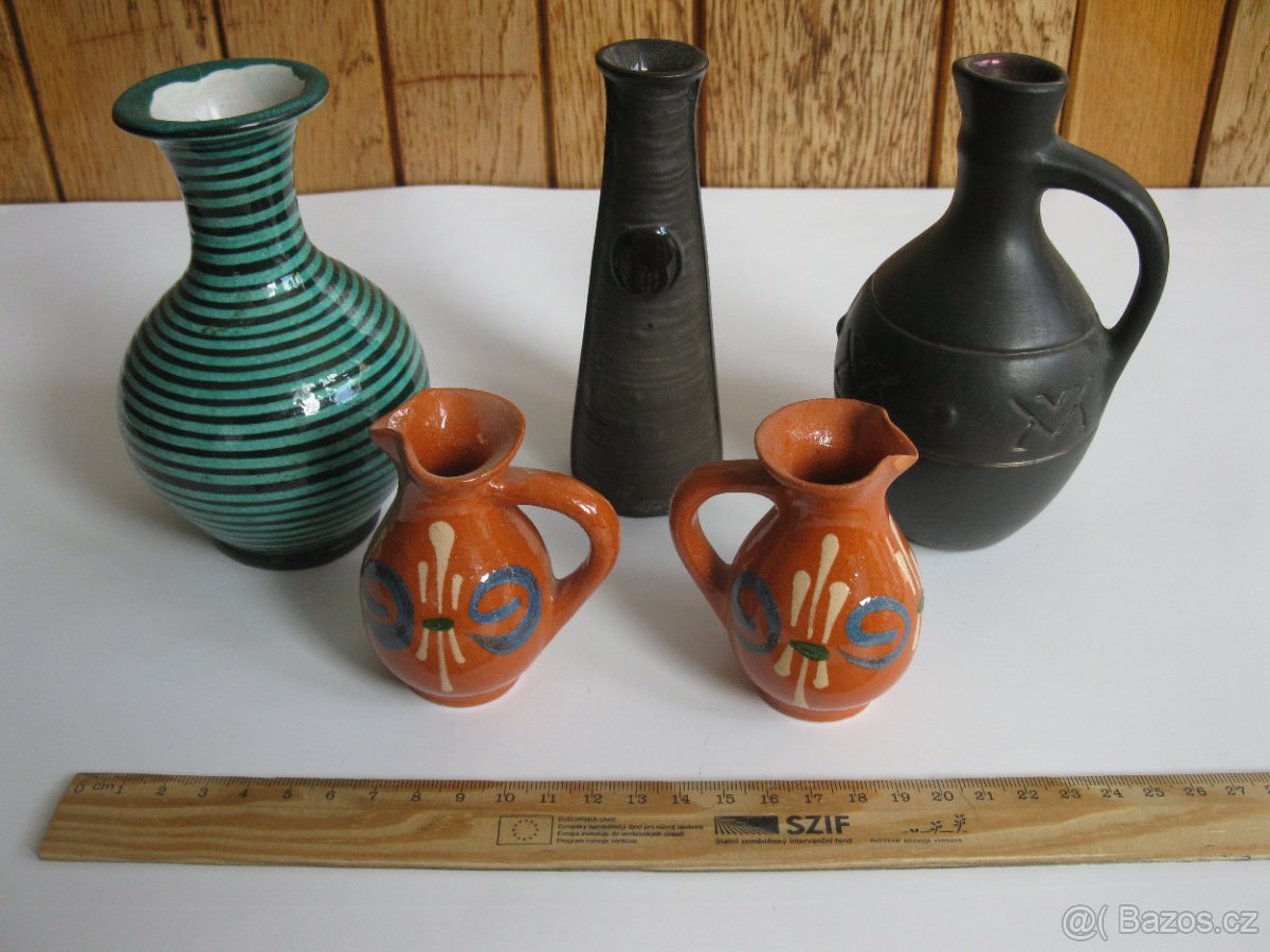 Retro mísa ,vázičky, keramické ,mosazné,broušená..skleničky