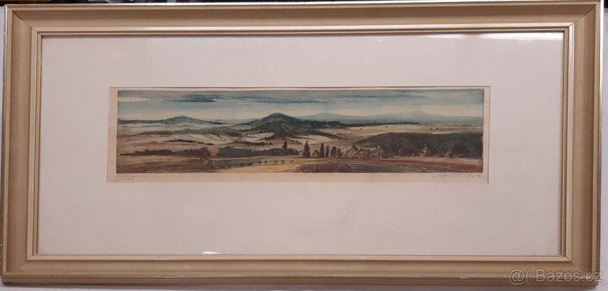 Obraz originál litografie Fusek Otto " Žampach "