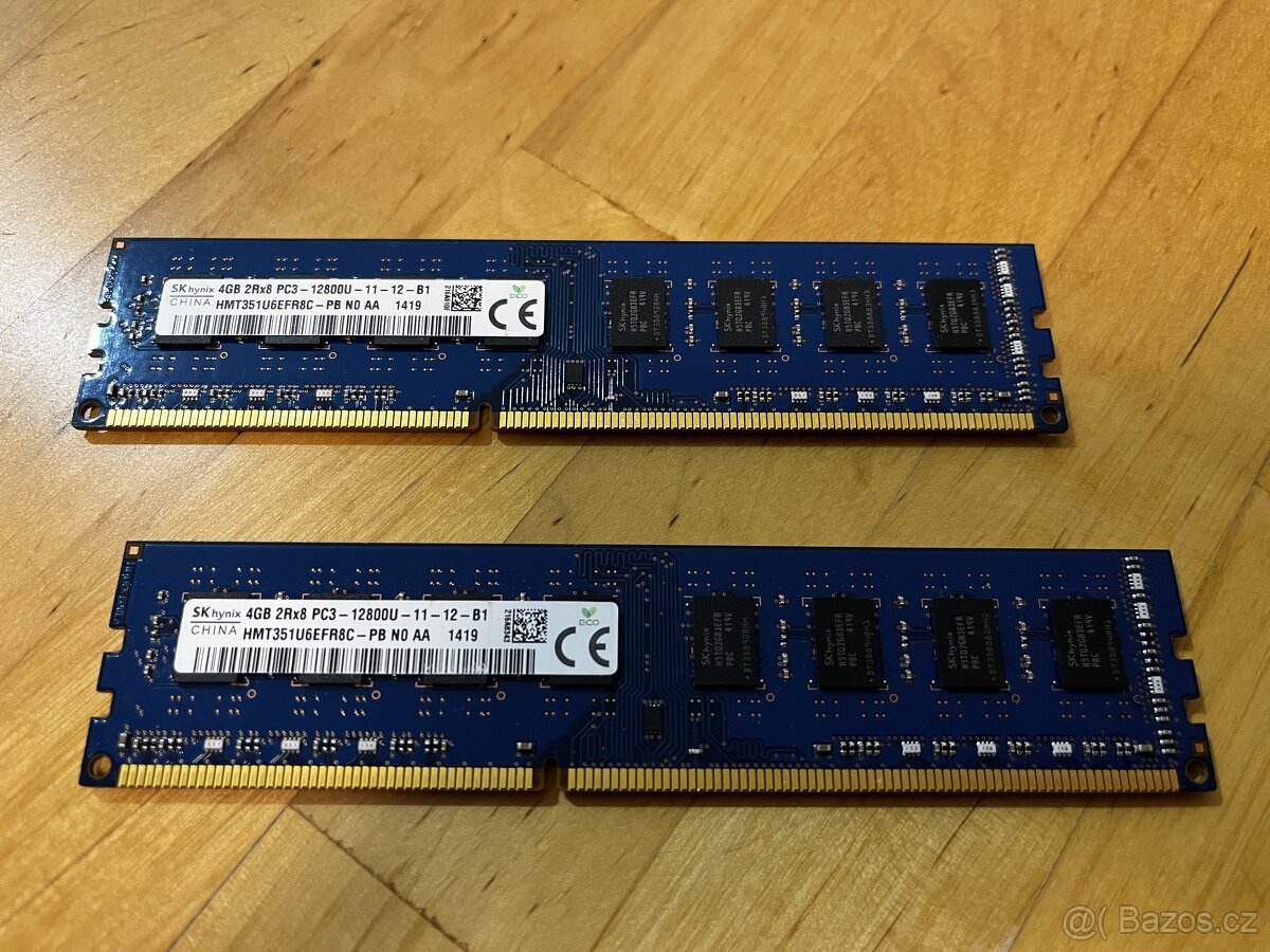 Paměti 2x 4GB RAM DDR3 celkem 8GB