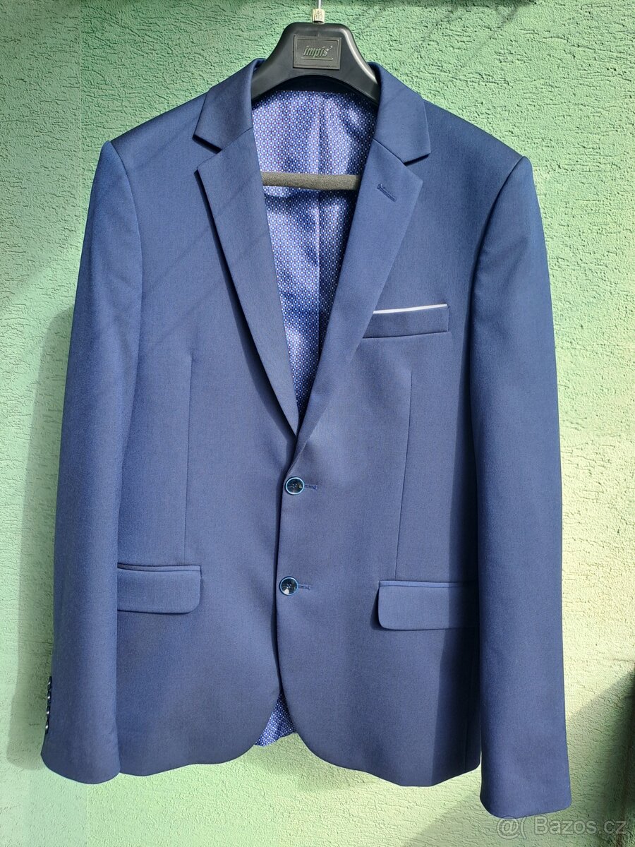 Společenský pánský oblek vel. 46/182 - modrý