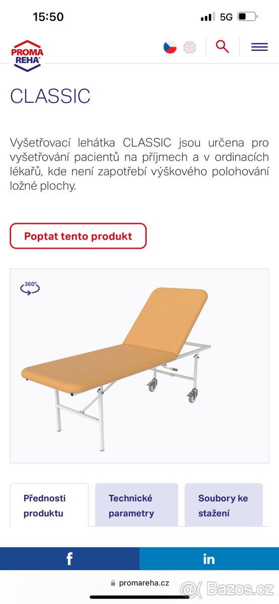 Masazni, medicínské lehatko Proma Reha
