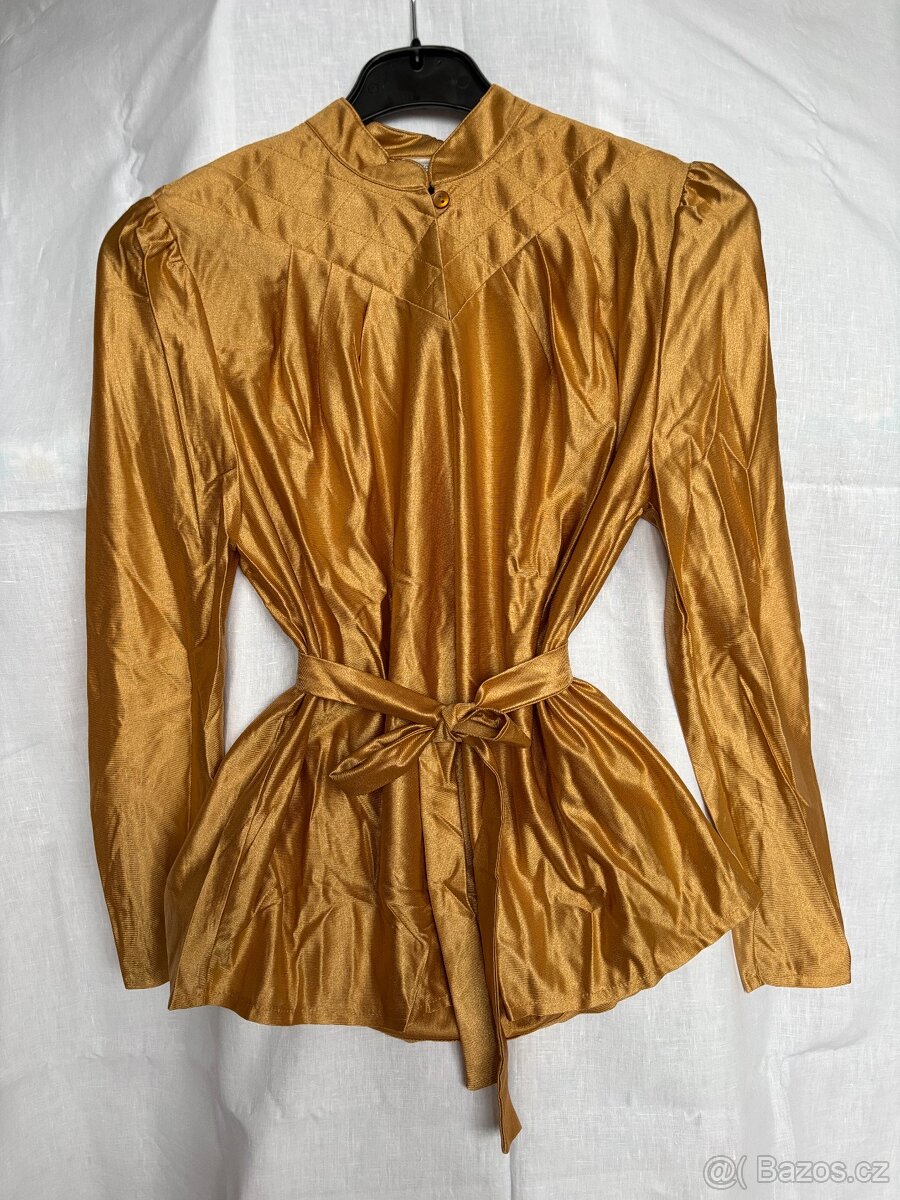Retro zlatá halenka s páskem, vel. 38-40