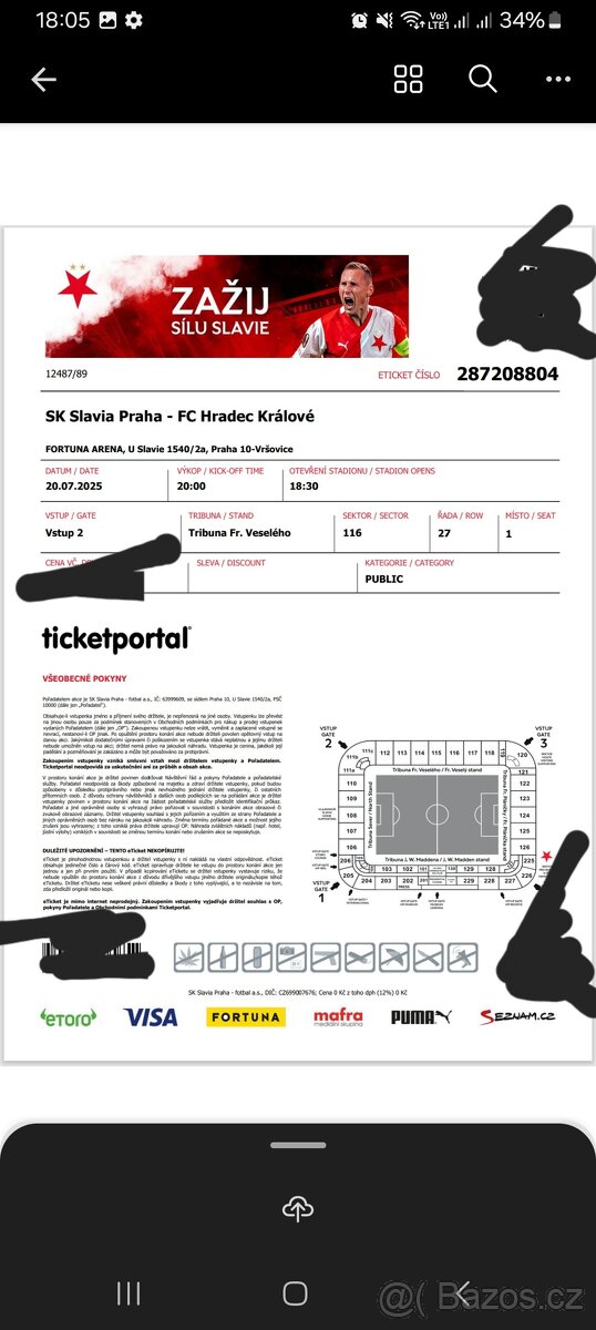 Vstupenky Slavie