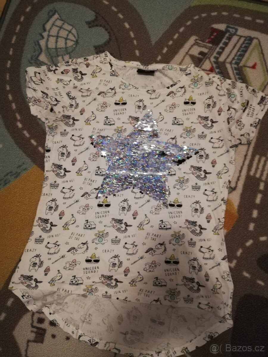 Tričko s flitry 170/176