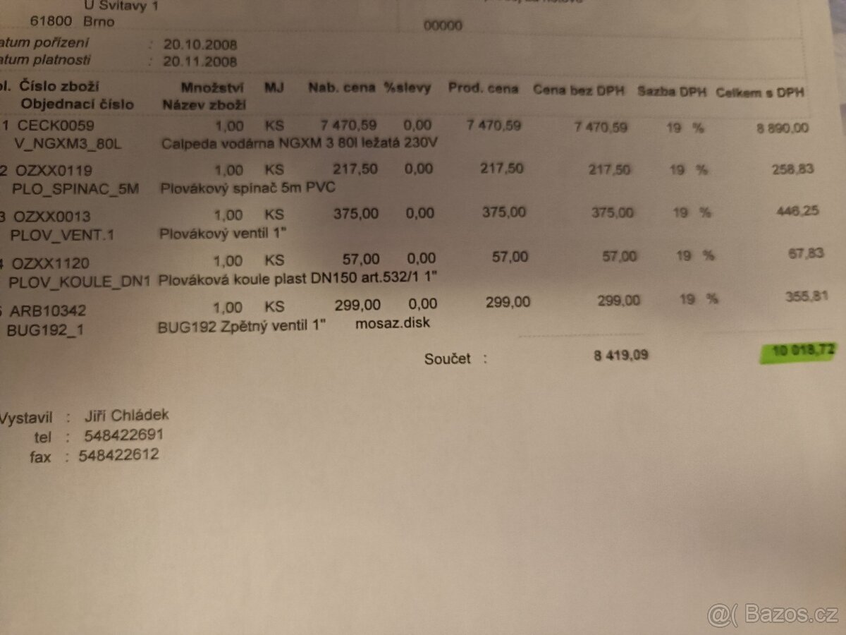 Domácí vodárna. Caleda 60 l