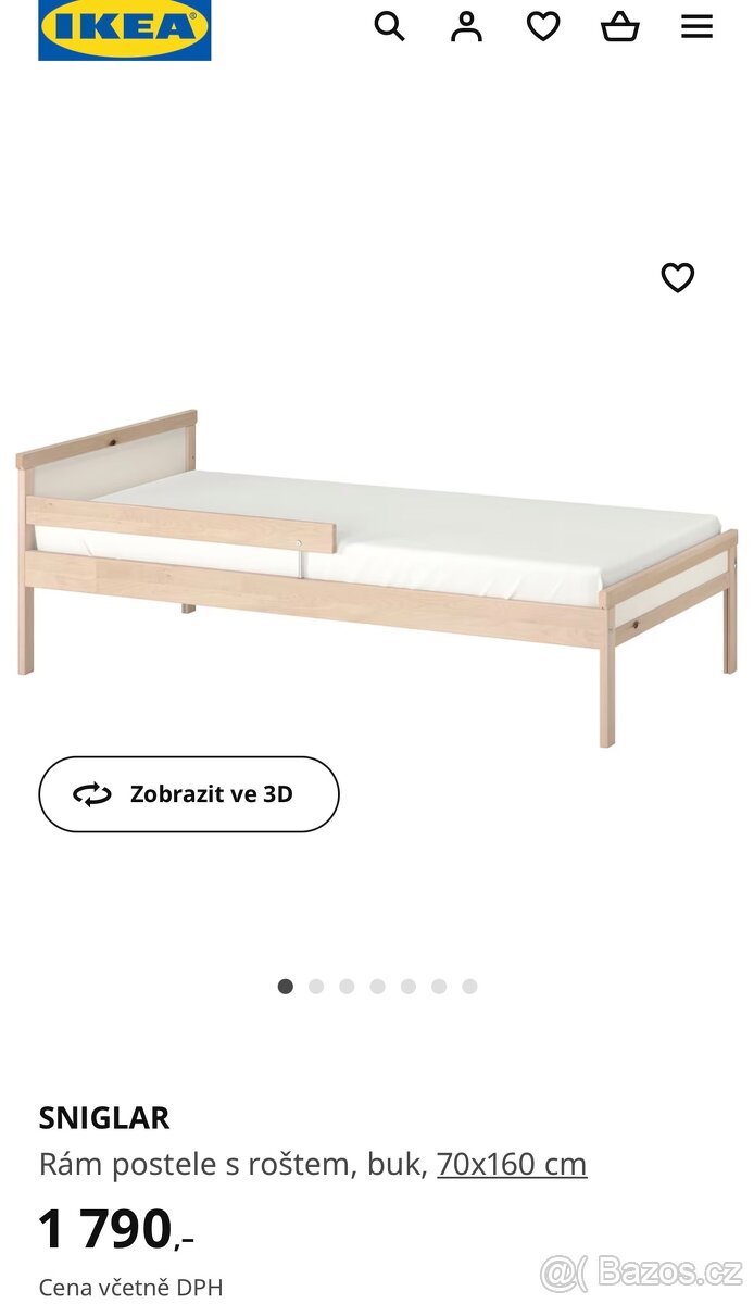 Dětská postel 70x160, pěnová matrace, úložná sestava