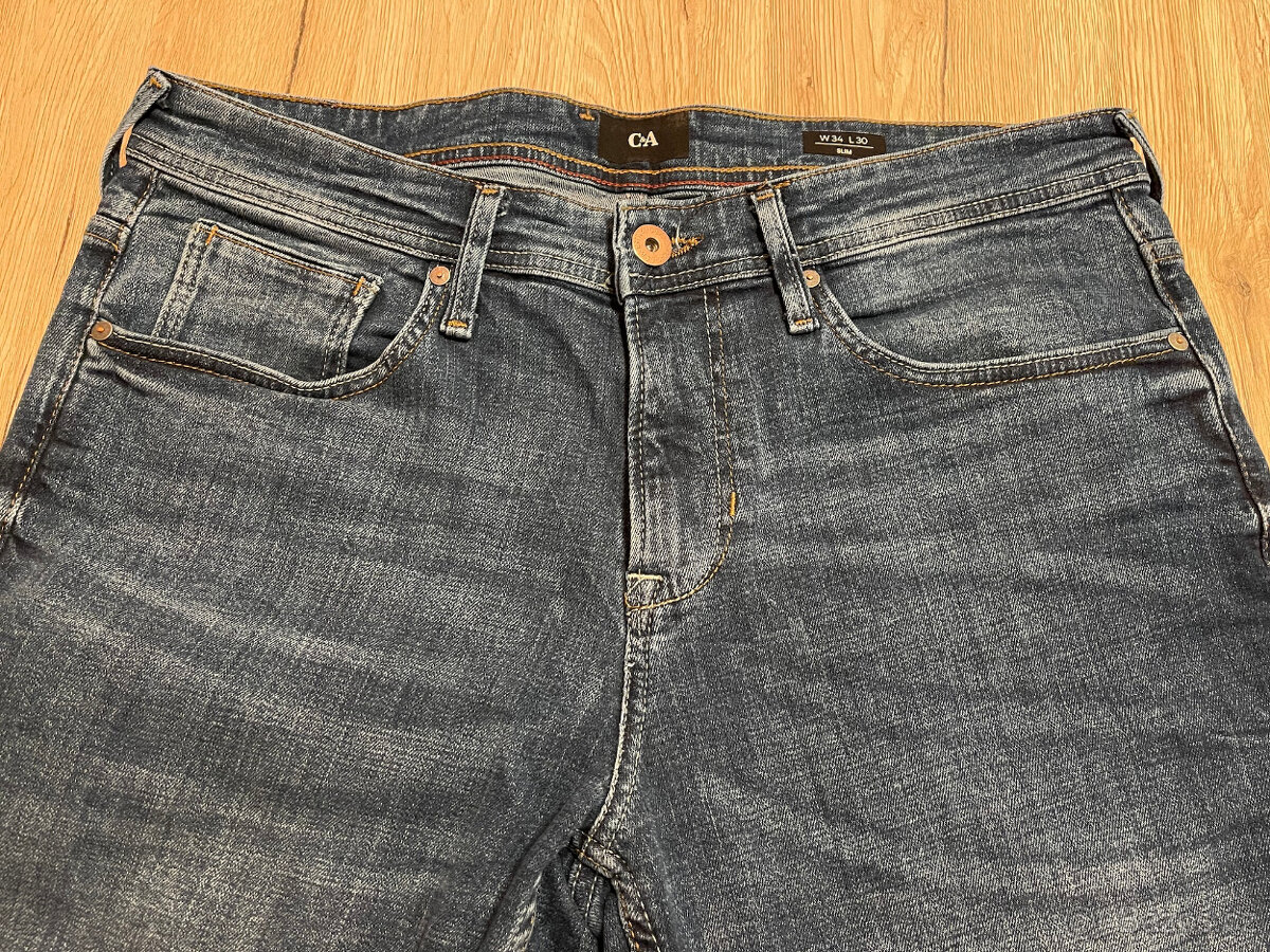 Pánské džíny, nové, C&A, modré, vel. 34/30, slim