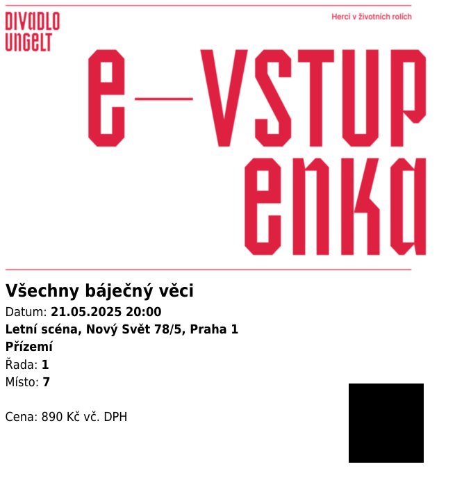 Všechny báječný věci - divadlo Ungelt