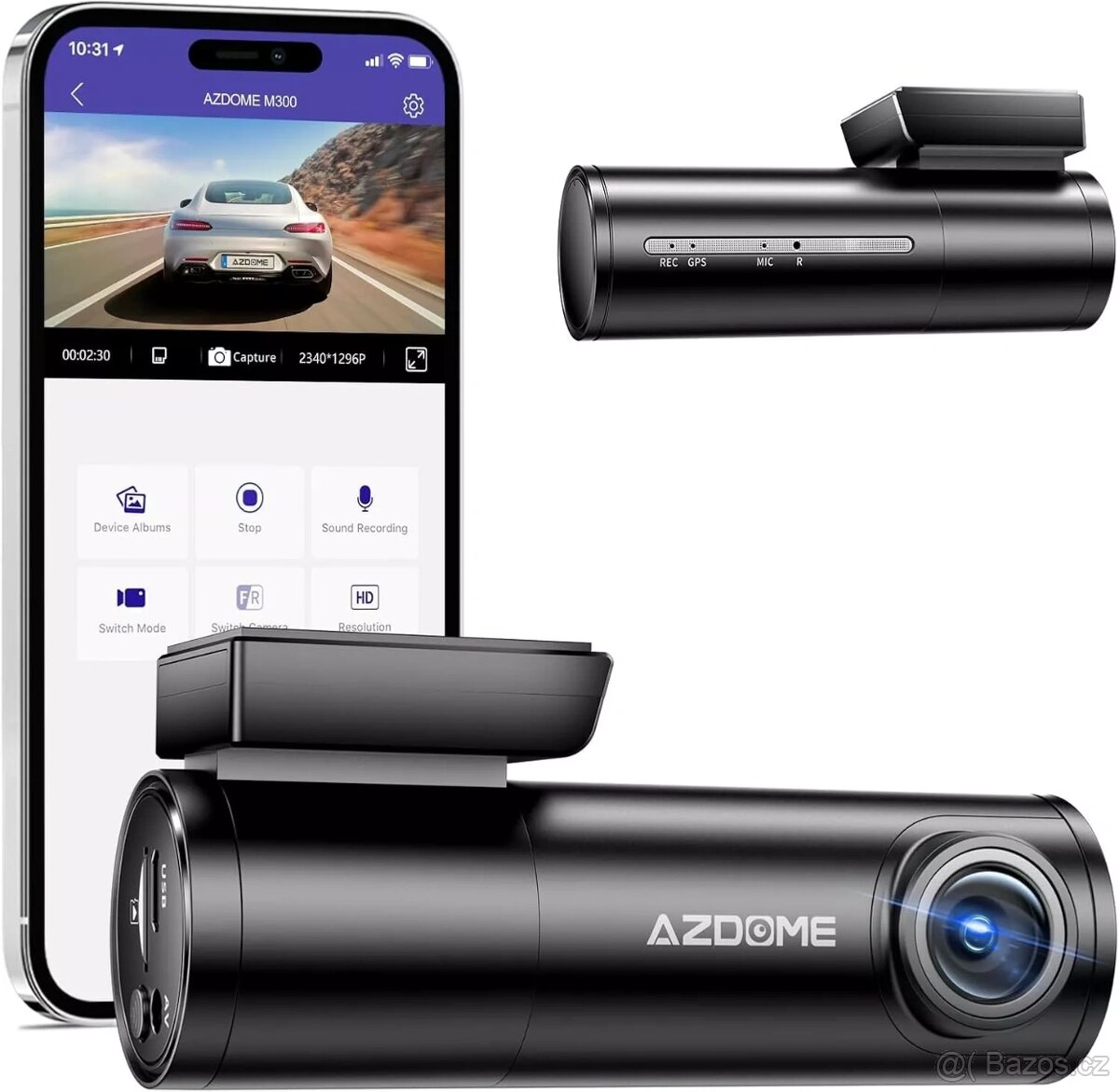 AZDOME M300 Autokamera, Přední kamera do auta 1296P s WiFi