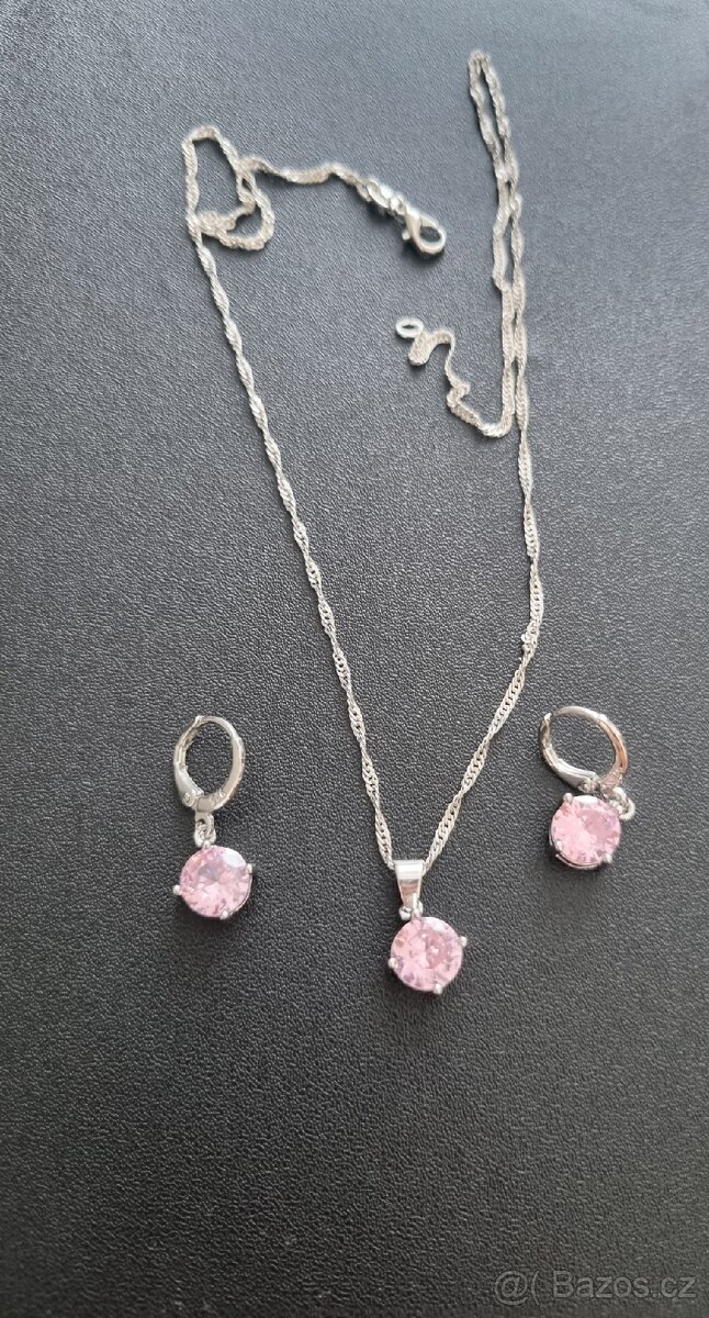 Nová dárková sada souprava šperků Růžové 925