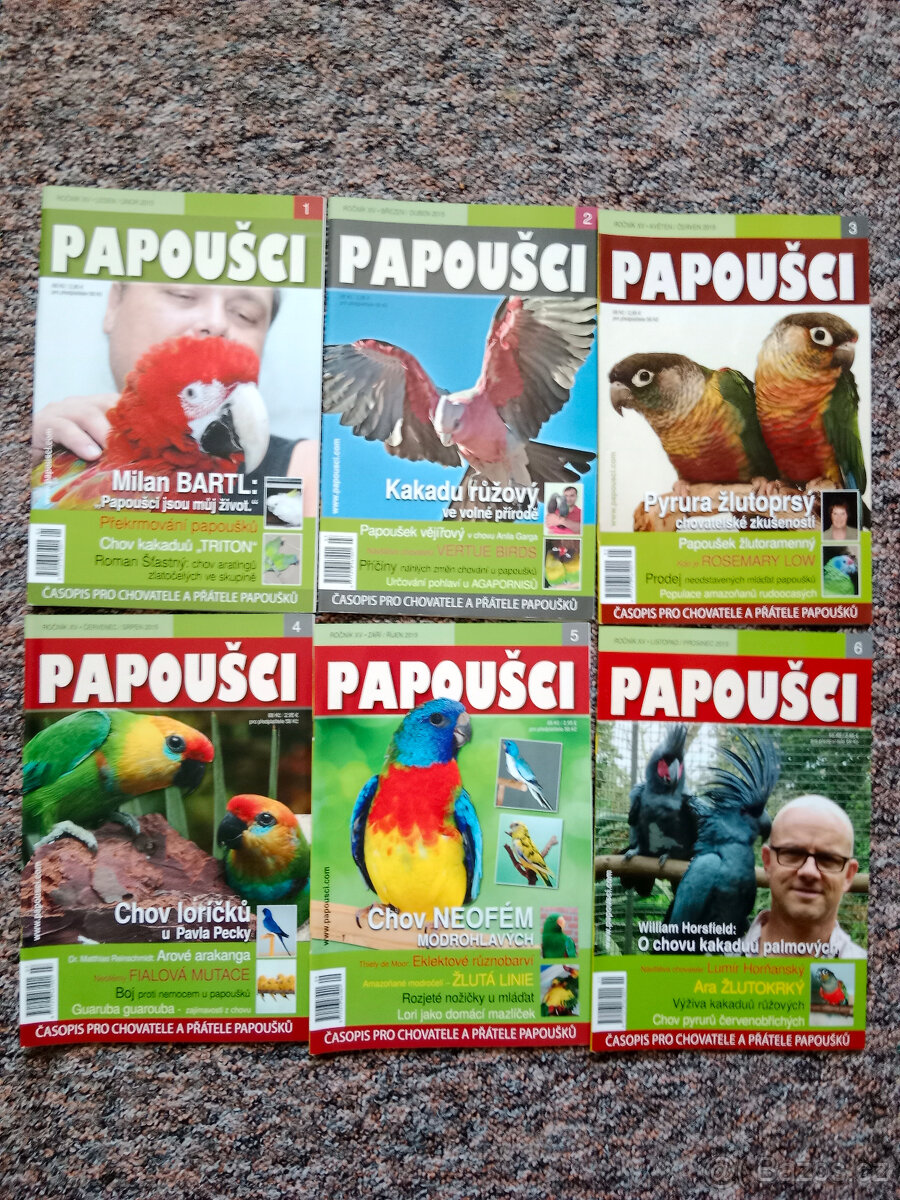 Časopis Papoušci (ročníky: 2011, 2014, 2015, 2017, 2021)