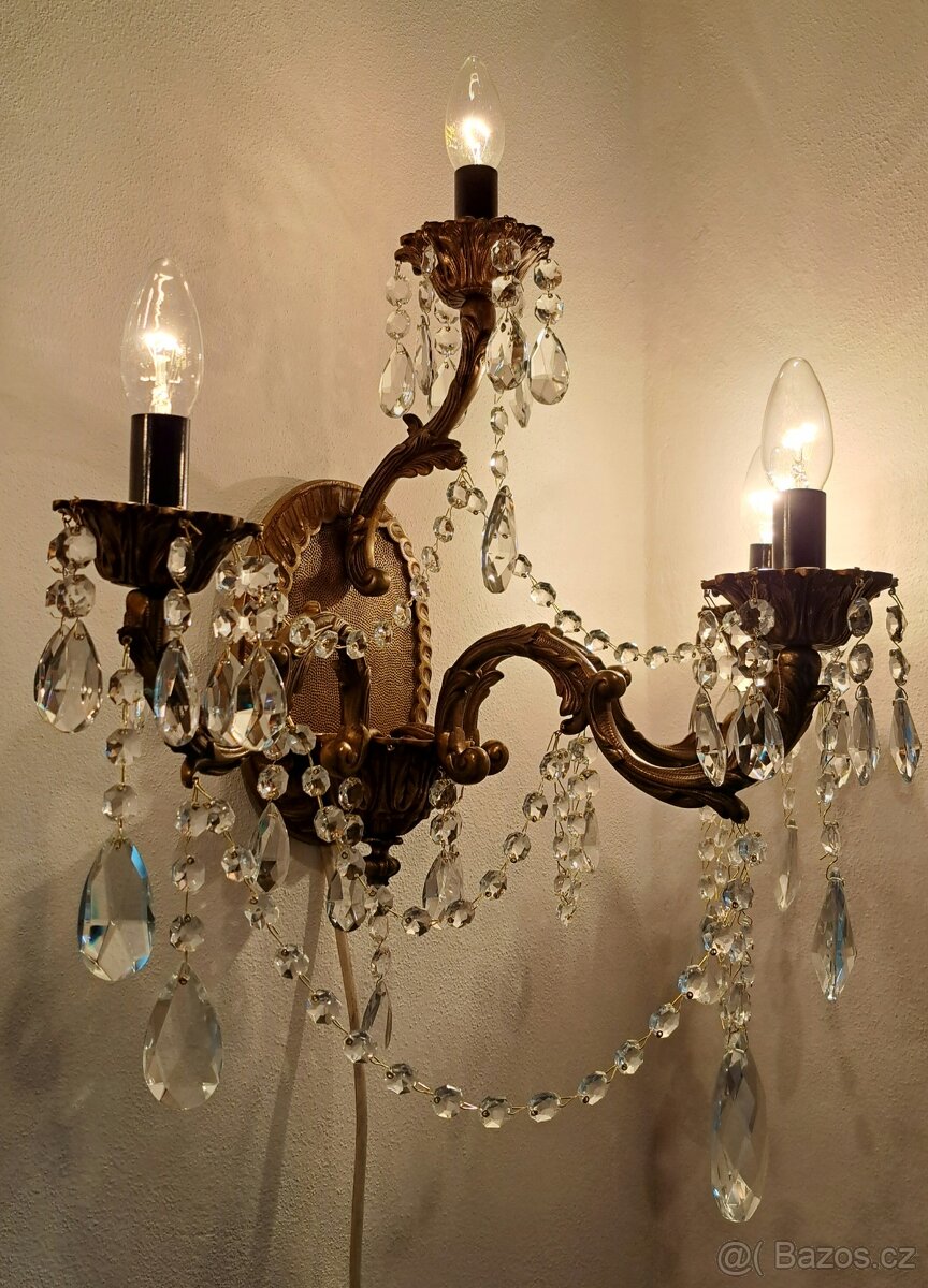 Starožitné velké nástěnné, párové lampy, 1940