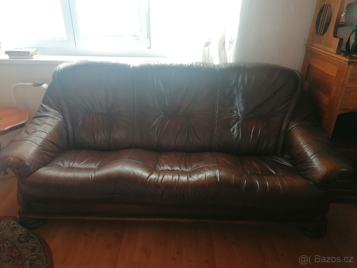 Kožena sedačka masiv- set 2ks