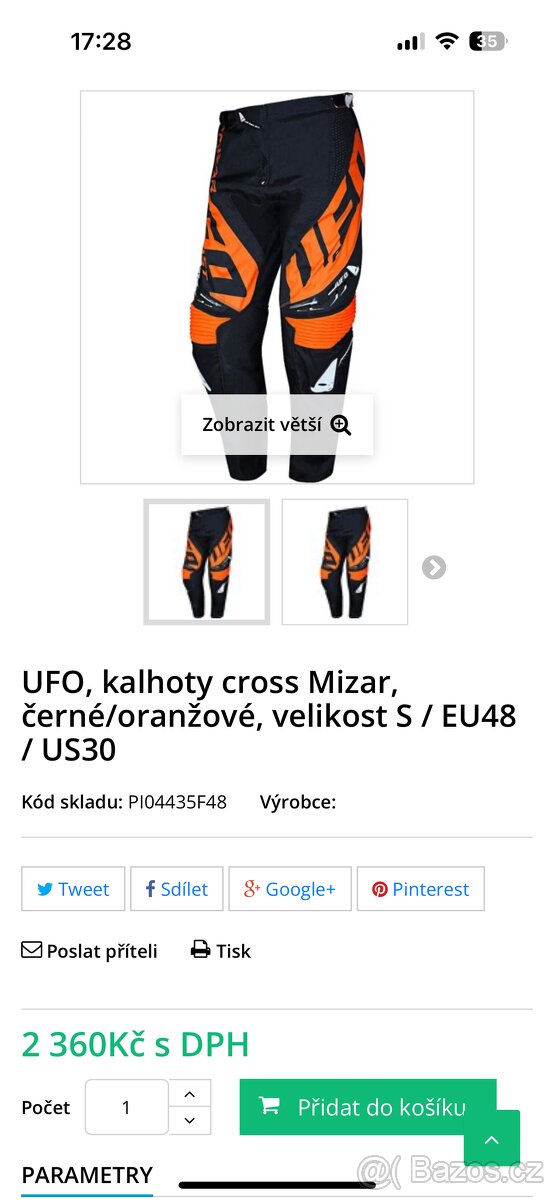 Kalhoty UFO Mizar cross